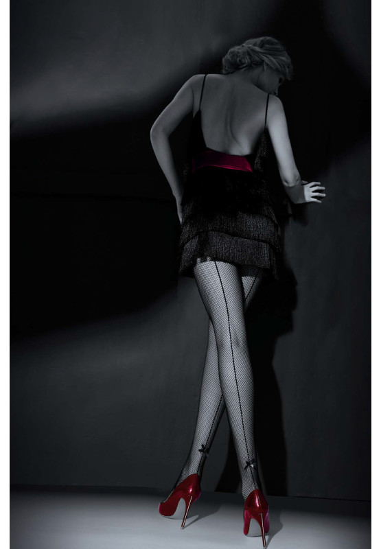 Collants résille NOQ Adora avec couture et nœud cousu