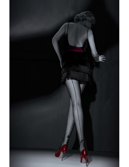 Collants résille NOQ Adora avec couture et nœud cousu