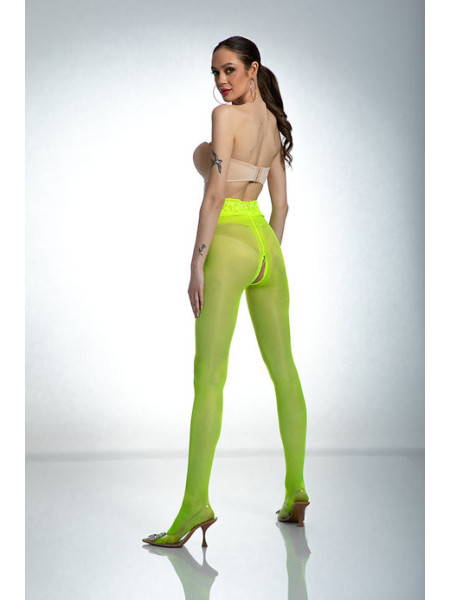 Collants ouverts en dentelle Amour Hip Jaune fluo 2