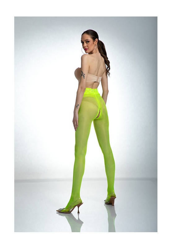 Collants ouverts en dentelle Amour Hip Jaune fluo