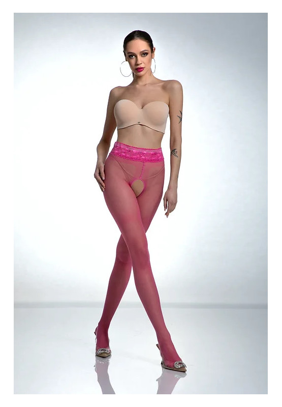Collants ouverts en dentelle Pink Amour