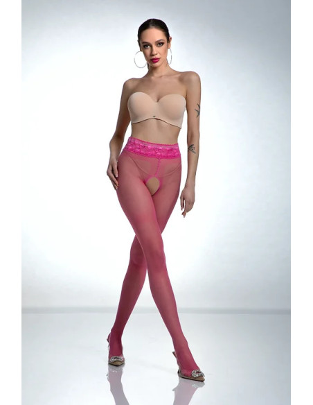 Collants ouverts en dentelle Pink Amour
