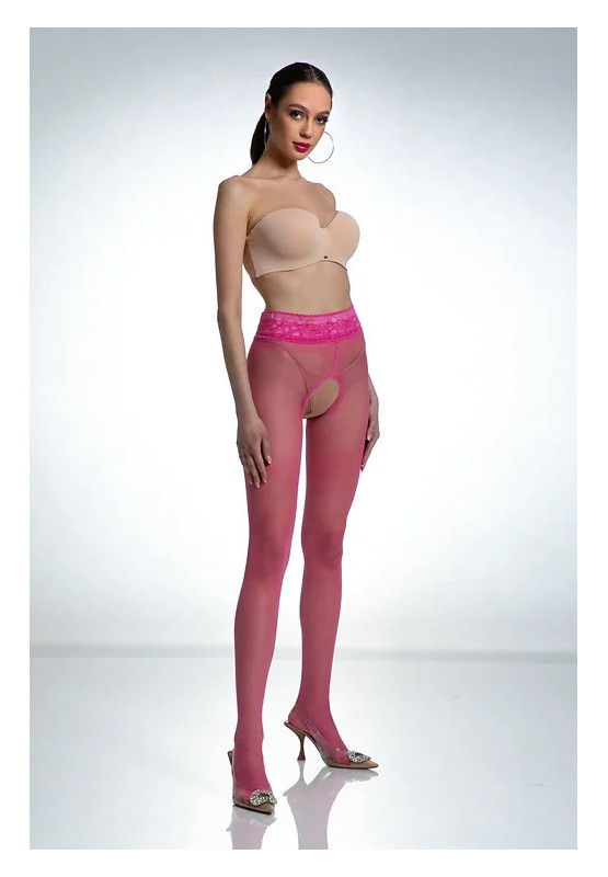 Collants ouverts en dentelle Pink Amour