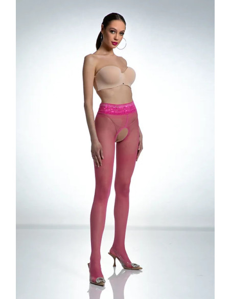Collants ouverts en dentelle Pink Amour