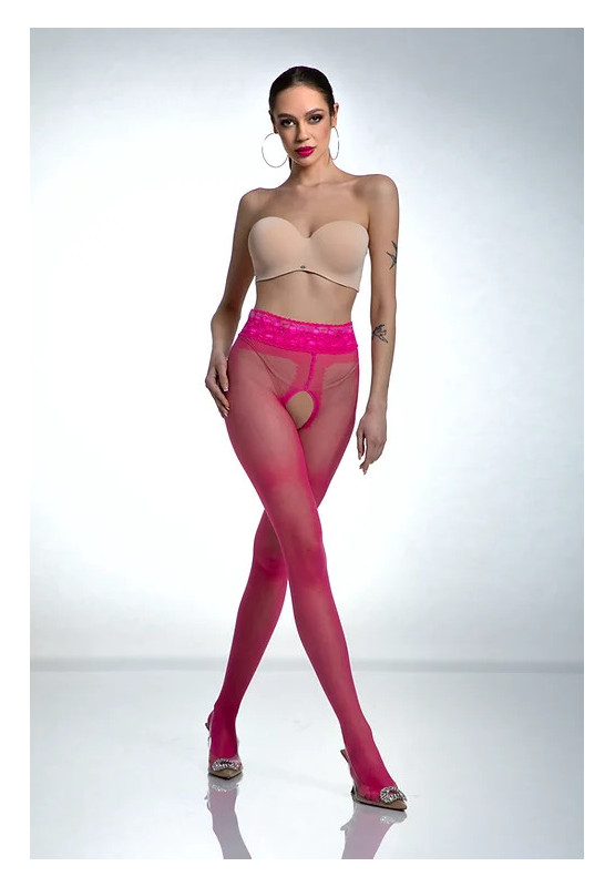 Collants ouverts en dentelle Pink Amour