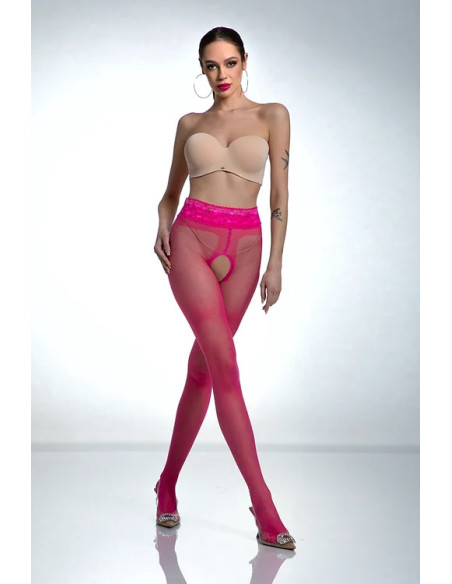 Collants ouverts en dentelle Pink Amour