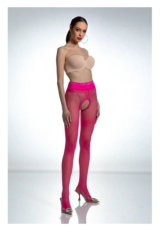 Collants ouverts en dentelle Pink Amour