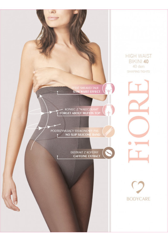 Bikini taille haute 40 DEN, collant amincissant