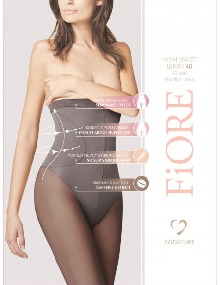 Bikini taille haute 40 DEN, collant amincissant