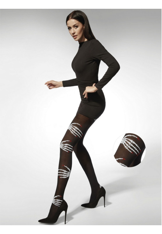 Collants noirs Halloween Adrian Hand Bones 40 den