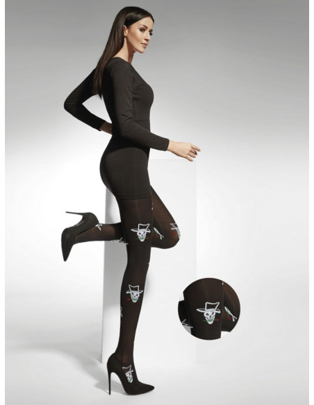 Collants noirs Halloween Adrian Skulls 40 den