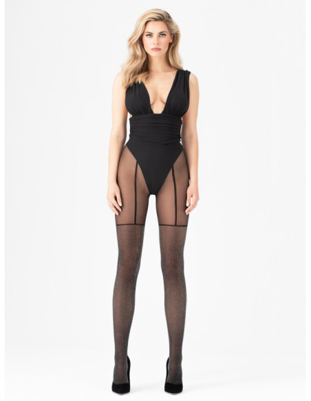 Collants Fiore Stardust noirs et argentés brillants comme des bas
