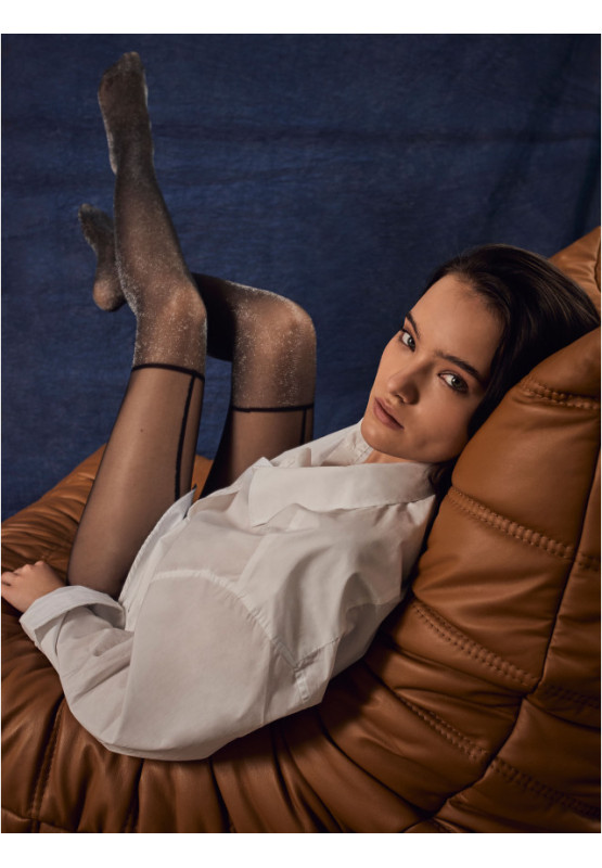 Collants Fiore Stardust noirs et argentés brillants comme des bas