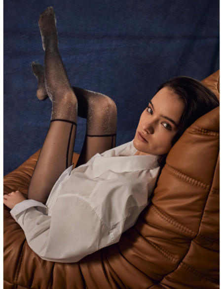 Collants Fiore Stardust noirs et argentés brillants comme des bas