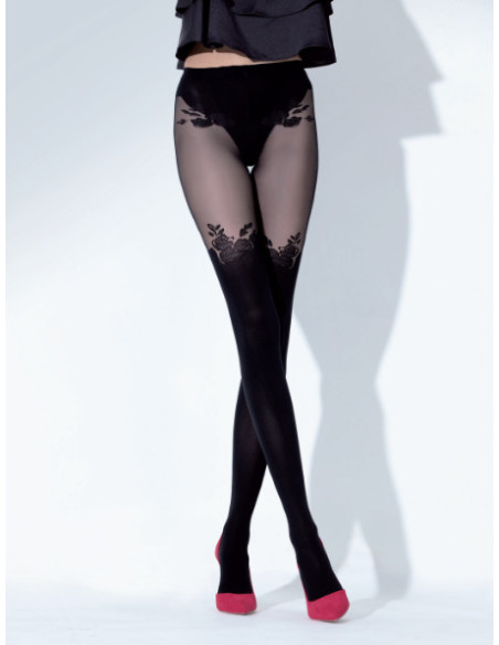Collants noirs NOQ Caprice à motifs comme des bas