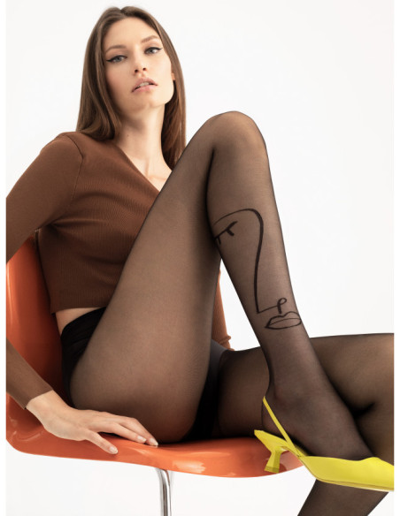 Collants lisses Fiore Mattise 20 DEN avec motif visage