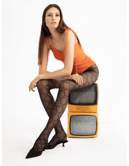 Collants femme Fiore Unchained 30 DEN, motif chaîne