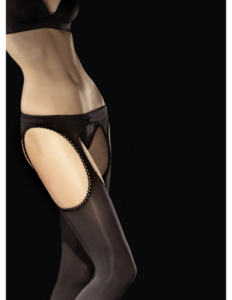 Collants opaques noirs Fiore Diavola qui ressemblent à des bas