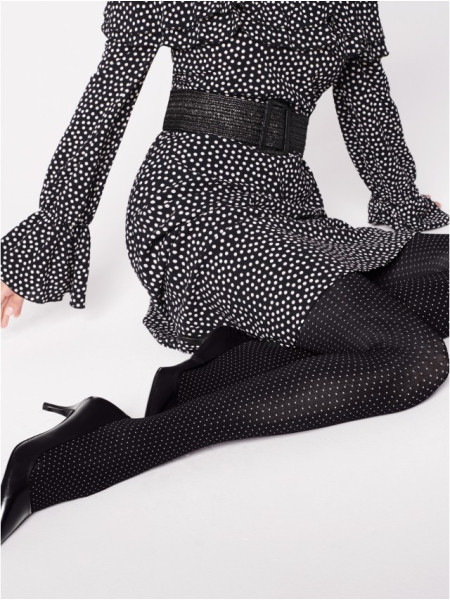 Collants noirs BUONA SERA 40 den à pois blancs Fiore
