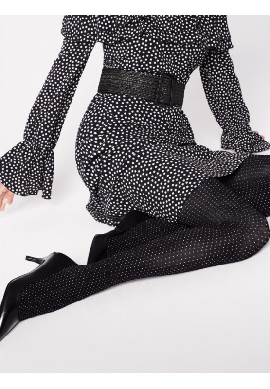 Collants noirs BUONA SERA 40 den à pois blancs Fiore