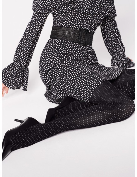 Collants noirs BUONA SERA 40 den à pois blancs Fiore