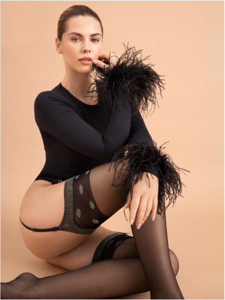 Bas transparents brillants avec revers Fiore Luxe 20 den