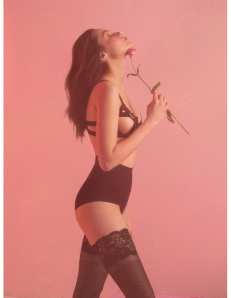 Bas femme Fiore Fragile avec dentelle façon résille en maille