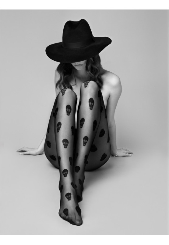 Collants Fiore Halloween 20 deniers à motifs têtes de mort