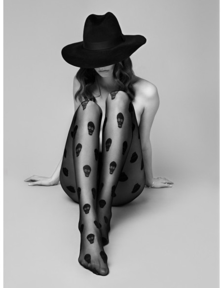 Collants Fiore Halloween 20 deniers à motifs têtes de mort