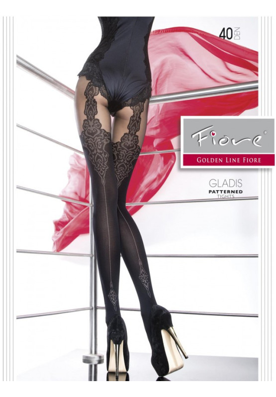 Collants à coutures imitant les bas à motifs 40den