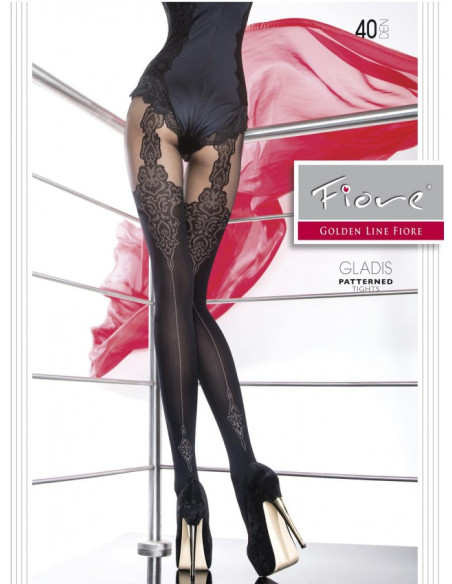 Collants à coutures imitant les bas à motifs 40den