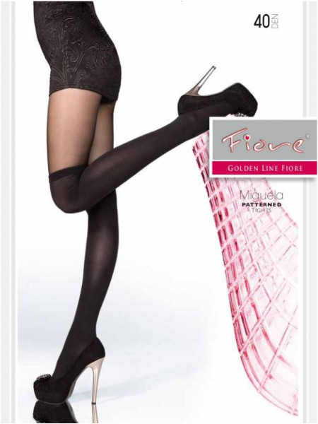 Collants noirs imitant les bas Fiore Miguela 40 DEN