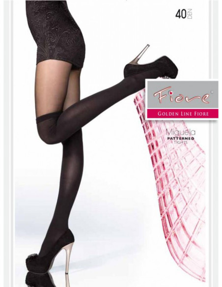 Collants noirs imitant les bas Fiore Miguela 40 DEN