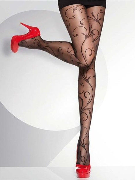 Collants fantaisie noirs Adrian avec un joli motif entrelaçant les jambes.