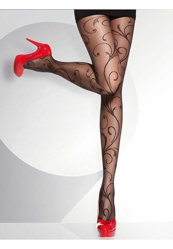 Collants fantaisie noirs Adrian avec un joli motif entrelaçant les jambes.