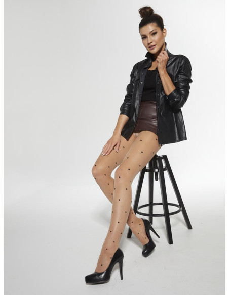Collants nude à pois noirs Adrian Pissi 20 DEN