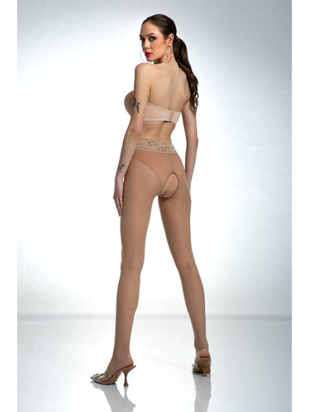 Collants Amour en dentelle couleur chair avec trou d'entrejambe et dentelle 2