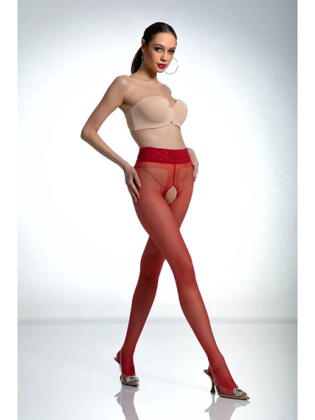 Collants Red Amour en dentelle avec ouverture à l'entrejambe et à la hanche