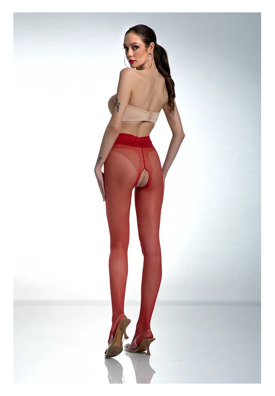 Collants Red Amour en dentelle avec ouverture à l'entrejambe et à la hanche