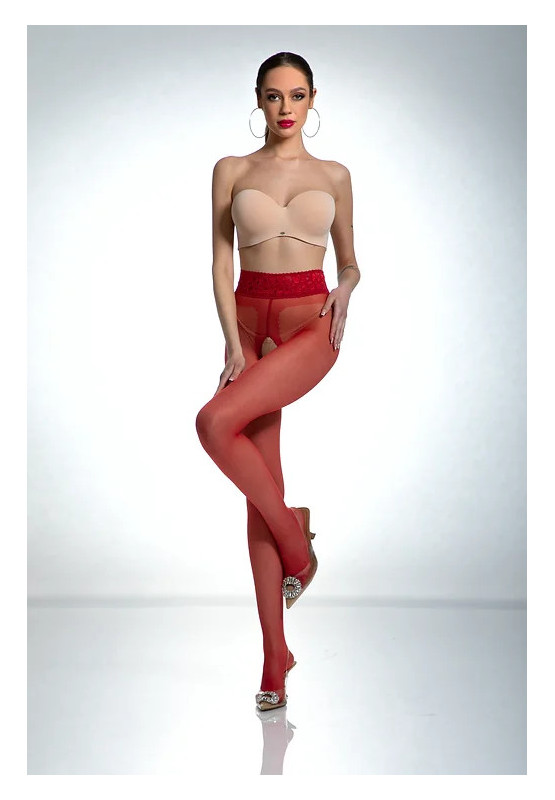 Collants Red Amour en dentelle avec ouverture à l'entrejambe et à la hanche