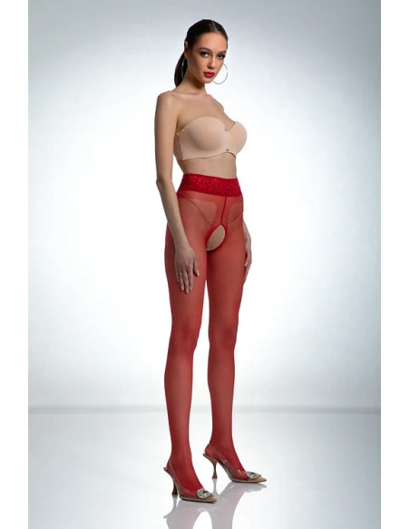Collants Red Amour en dentelle avec ouverture à l'entrejambe et à la hanche