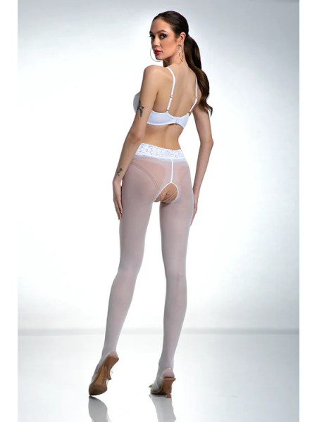 Collants blancs Amour en dentelle avec ouverture à l'entrejambe et dentelle 2