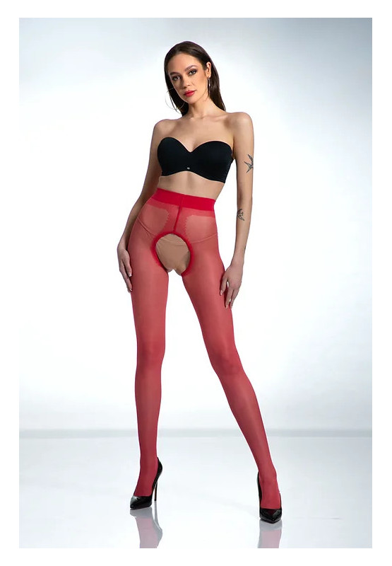 Collants Red Amour Hip Gloss avec un trou à l'entrejambe, brillants