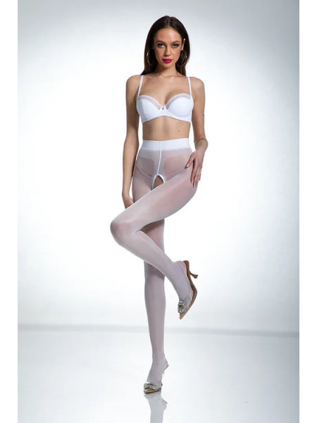 Collants blancs Amour Hip Gloss avec un trou à l'entrejambe, brillants