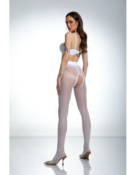 Collants blancs Amour Hip Gloss avec un trou à l'entrejambe, brillants