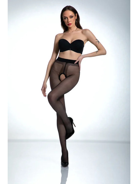 Collants noirs Amour Hip Gloss avec un trou à l'entrejambe, brillants