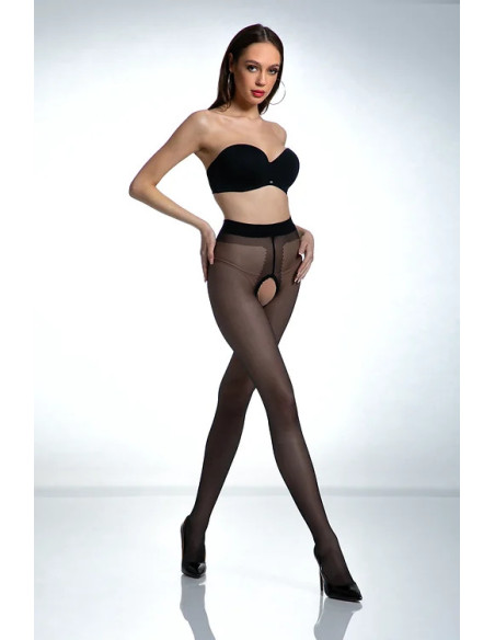 Collants noirs Amour Hip Gloss avec un trou à l'entrejambe, brillants