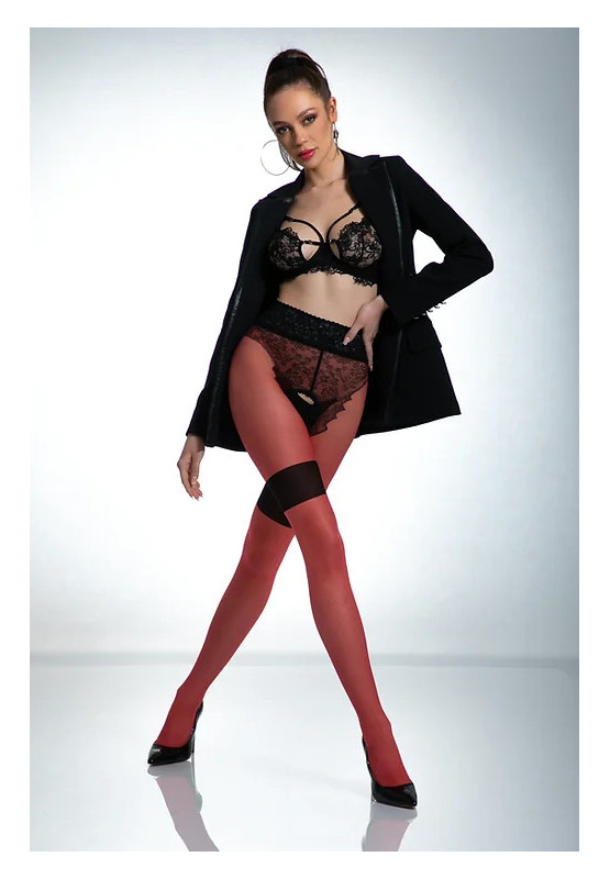Collants rouges avec un trou à l'entrejambe Amour Diva imitant des bas