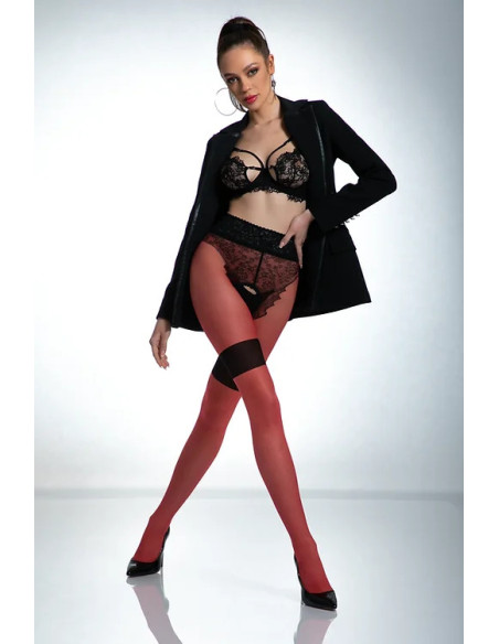 Collants rouges avec un trou à l'entrejambe Amour Diva imitant des bas