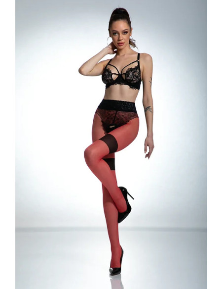 Collants rouges avec un trou à l'entrejambe Amour Diva imitant des bas